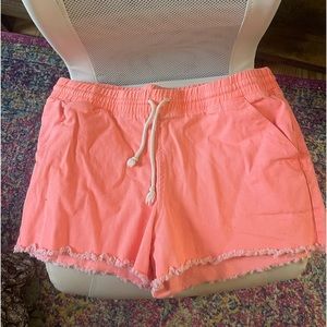 Neon Coral pull on shorts